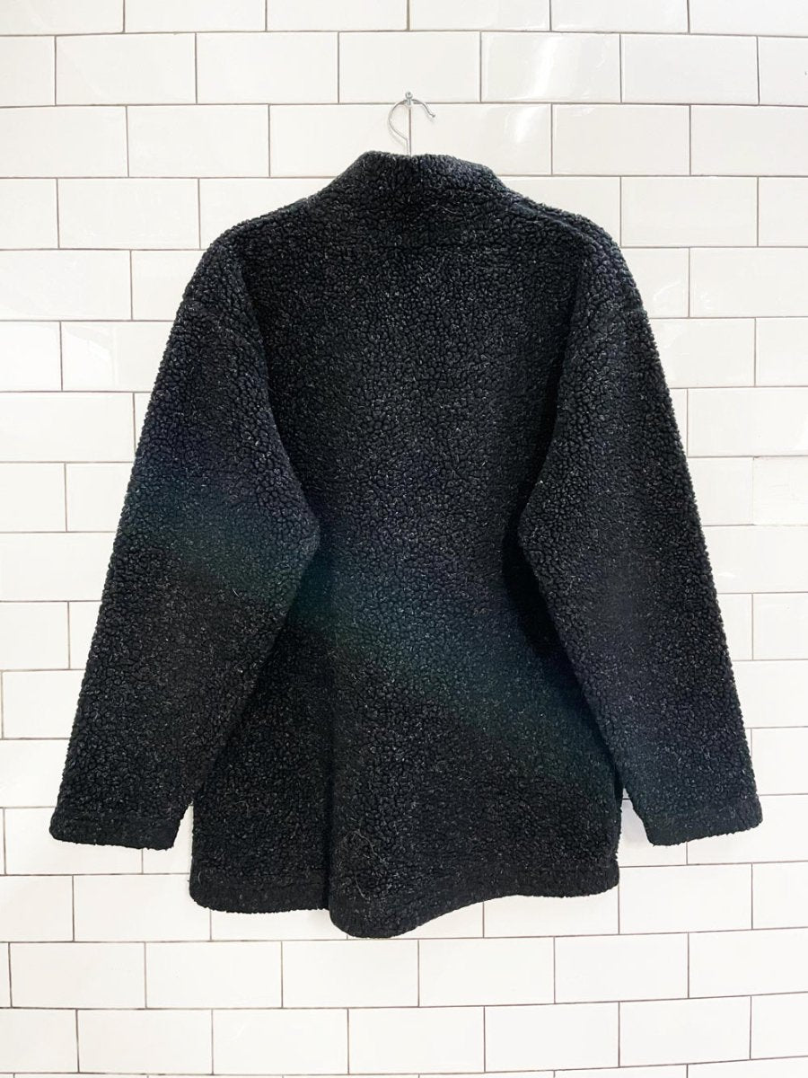 y2k deep pile fleece chest stripe 1/4 zip pullover - good market thrift store