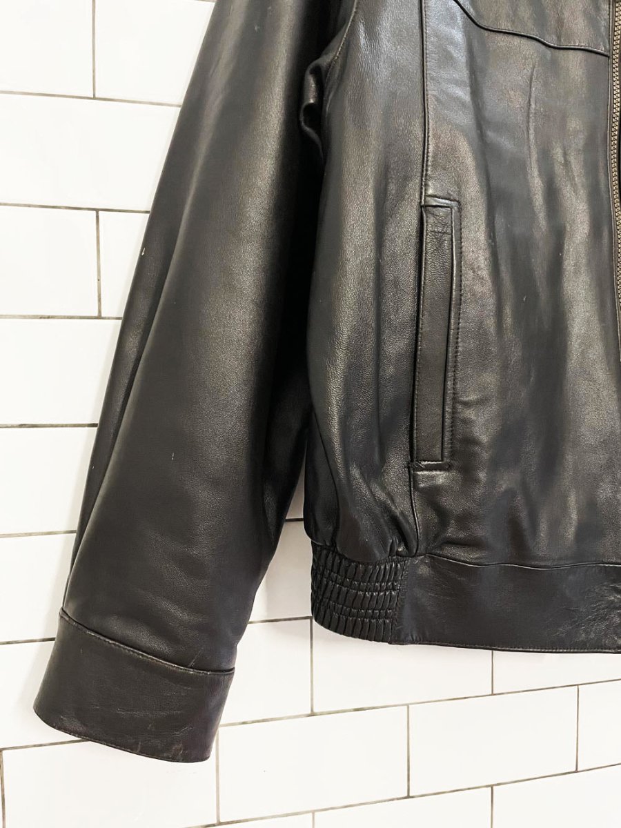 vintage 00s bod & christensen soft leather bomber jacket | b&c essentials - good market thrift store
