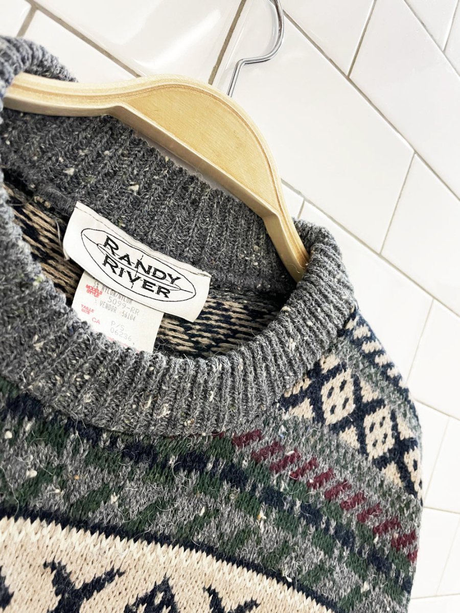 vintage randy river wool - blend oversized cottage dad sweater - good market thrift store