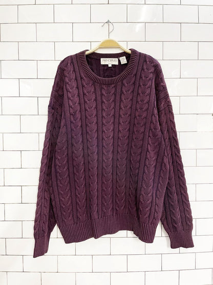 vintage 90s principles cable knit minimal prep cotton sweater - good market thrift store