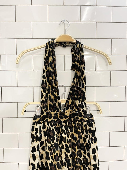 urban outfitters animal print halter wide leg jumpsuit - good market thrift store