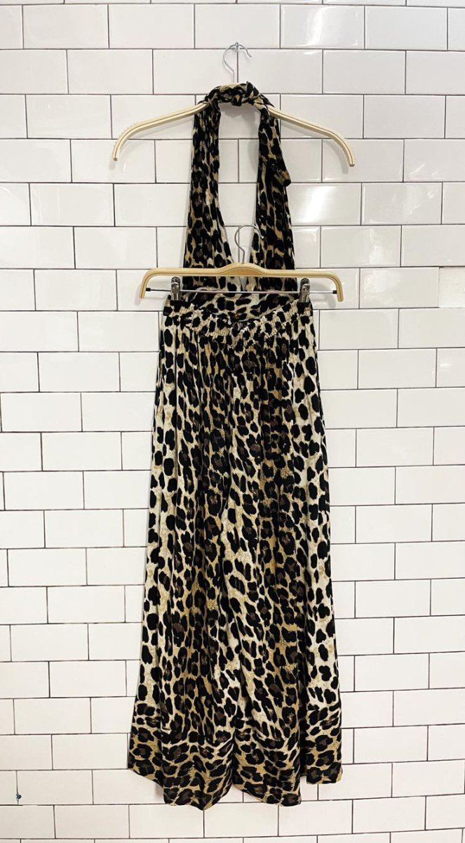 urban outfitters animal print halter wide leg jumpsuit - good market thrift store