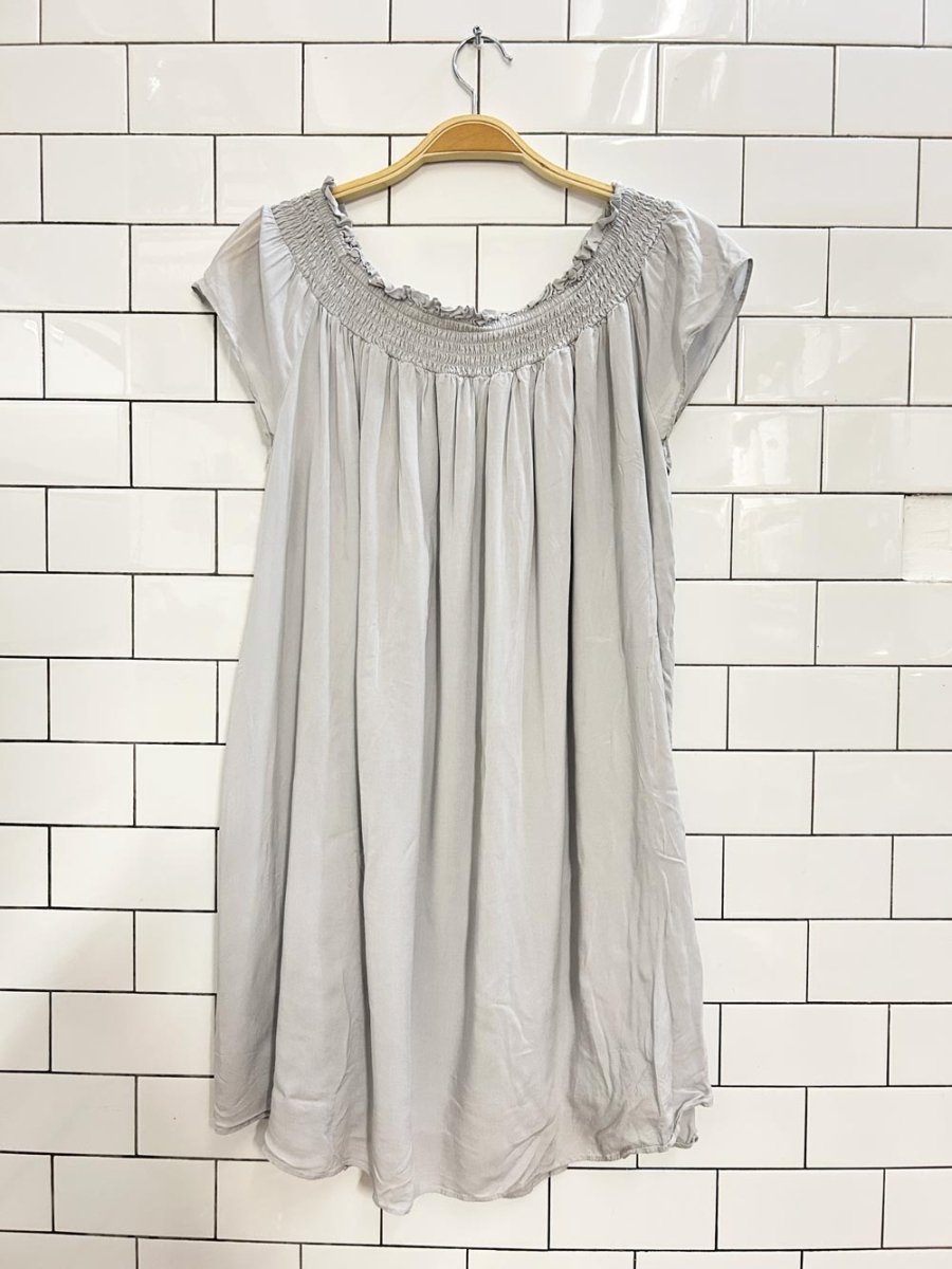sunday best smocked off shoulder mini dress - good market thrift store