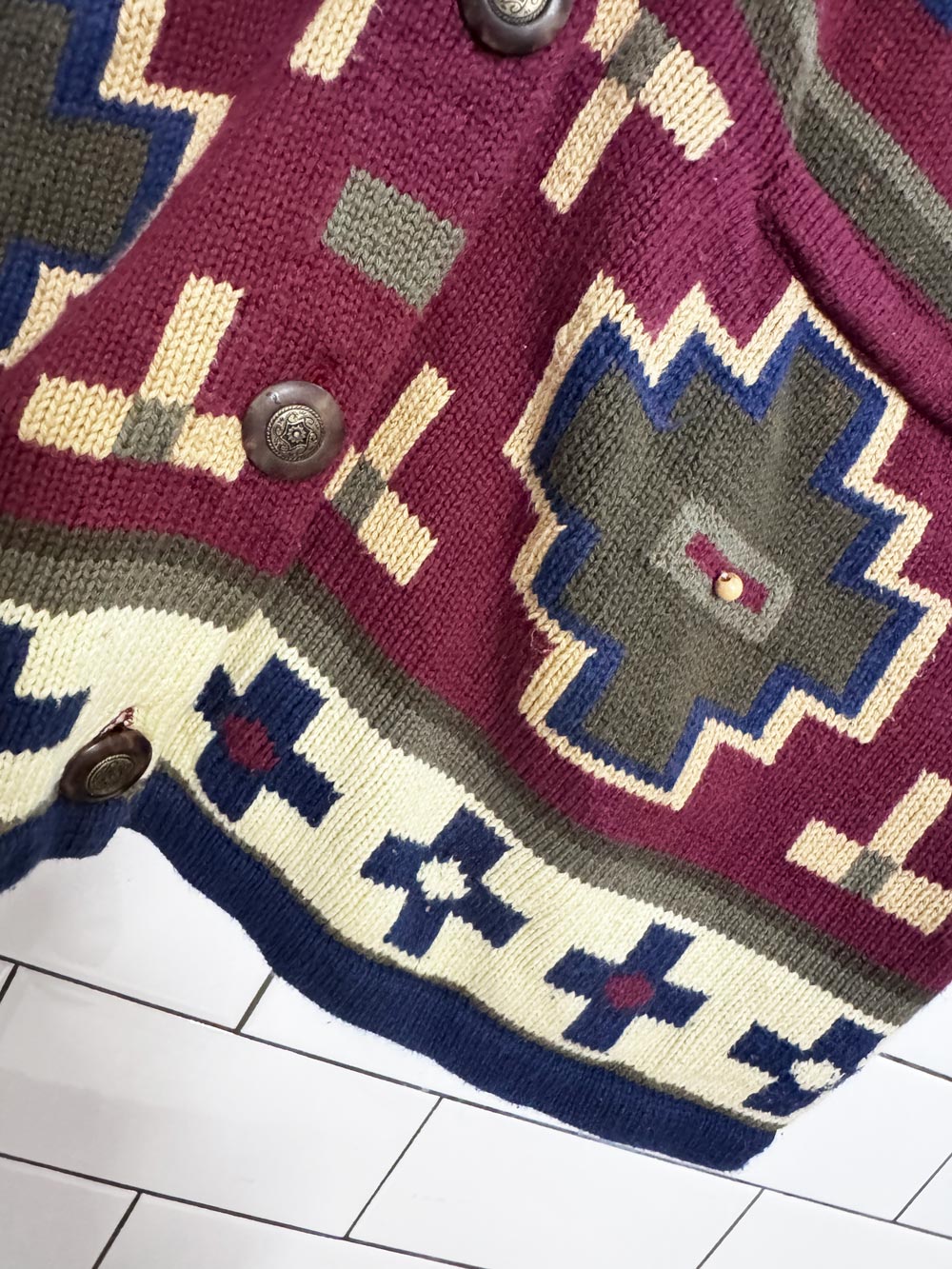 vintage gary petites sourthwestern knit cardigan sweater