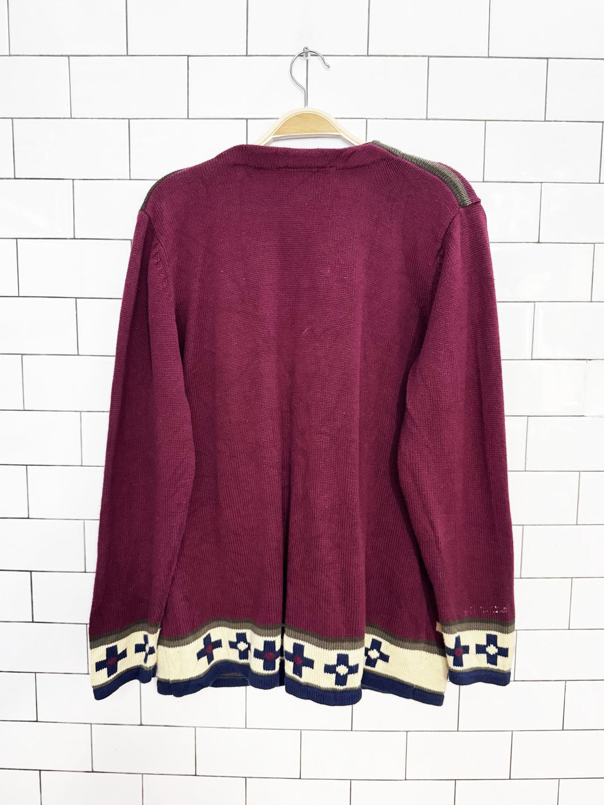 vintage gary petites sourthwestern knit cardigan sweater
