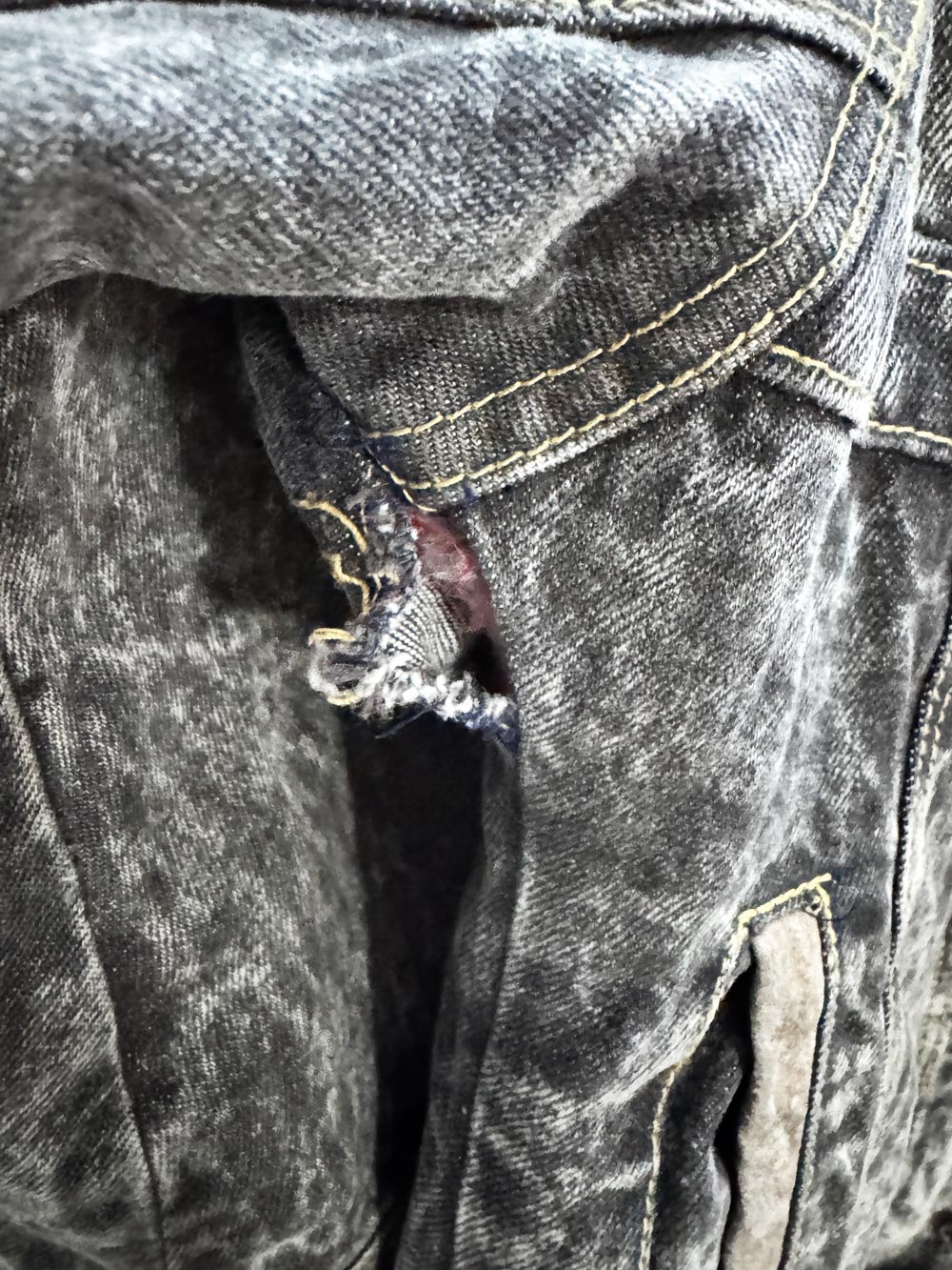 vintage 90s leather trim acid wash denim bomber jacket