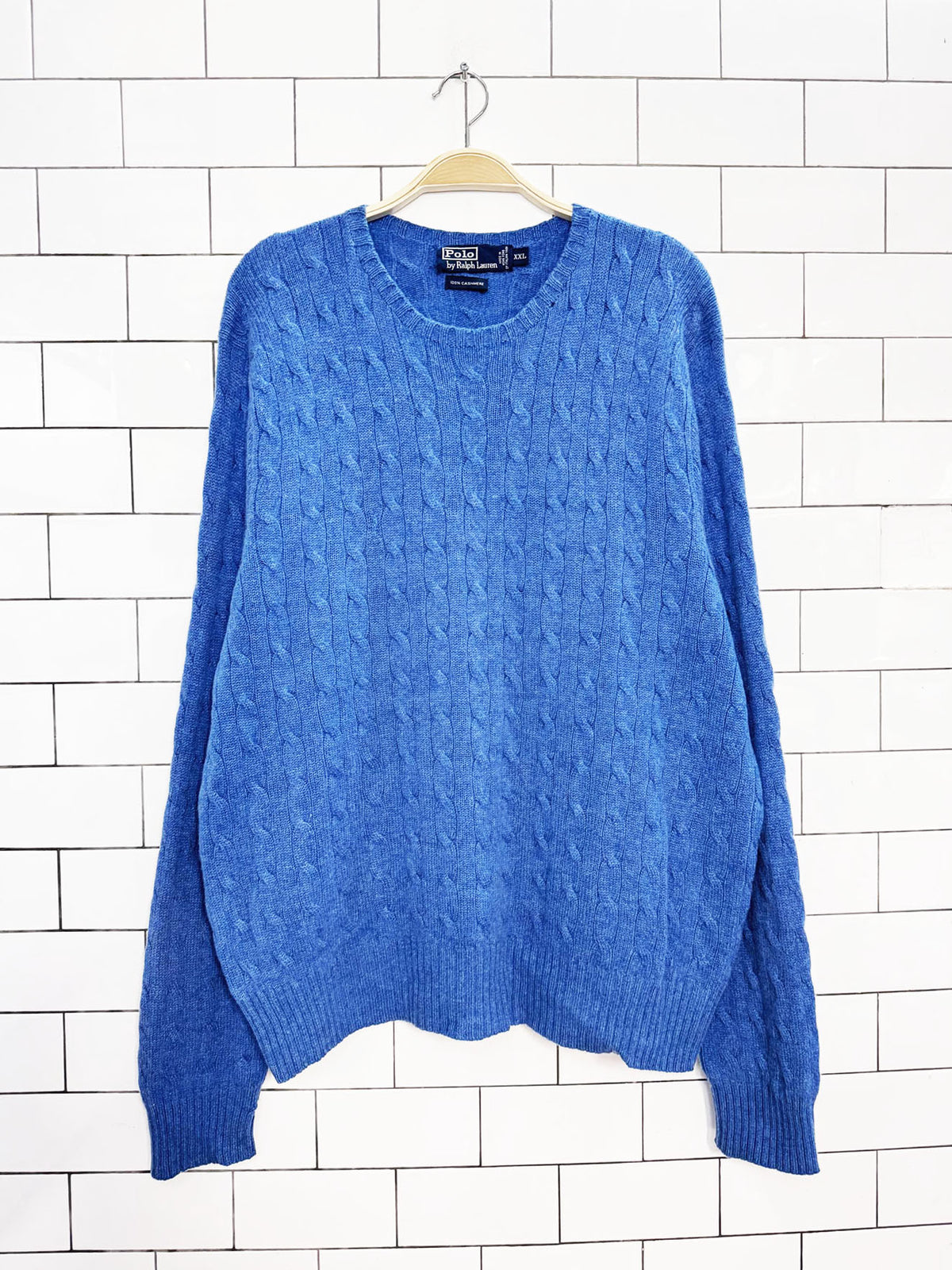 vintage 90s polo ralph lauren 100% cashmere cable knit sweater | italian yarn