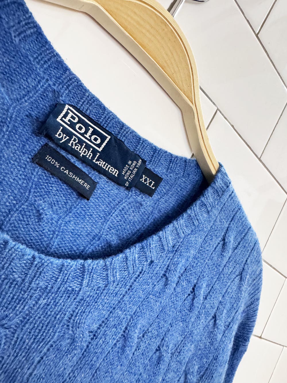vintage 90s polo ralph lauren 100% cashmere cable knit sweater | italian yarn