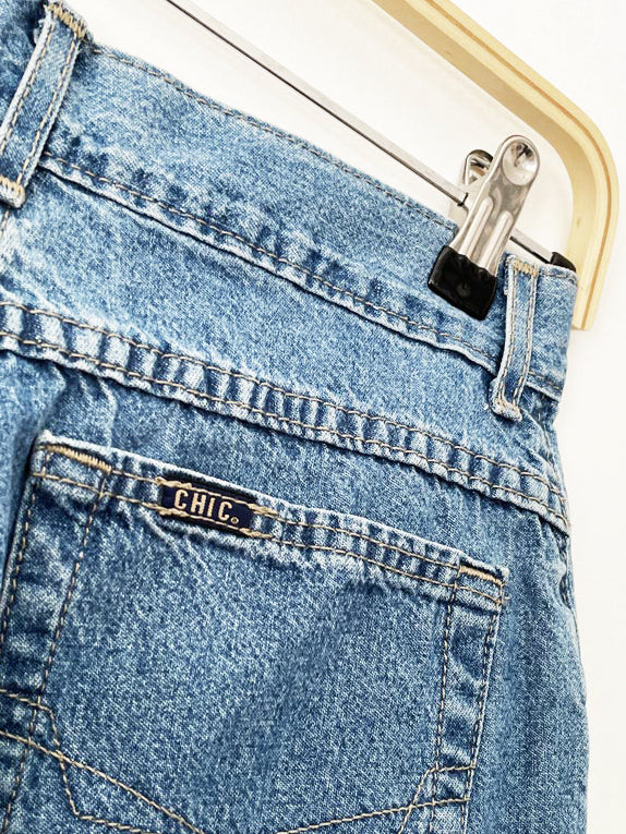 vintage 90s chic high rise cuffed hem denim shorts | made in usa