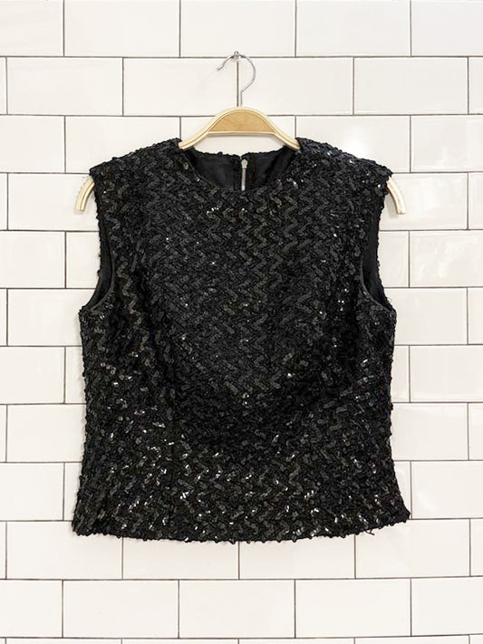 vintage 70s algo original sleeveless fitted sequin top