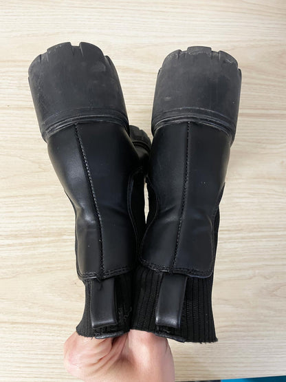 steve madden faux leather heeled chunky sole sock boot - good market thrift store