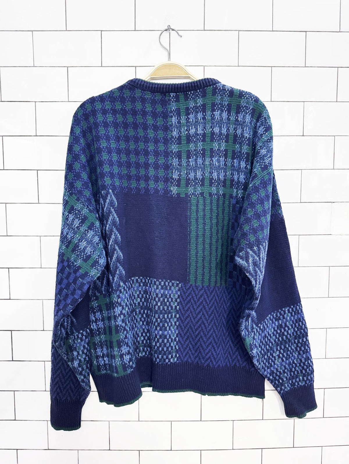 vintage 90s chaps ralph lauren patchwork knit sweater | made in USA