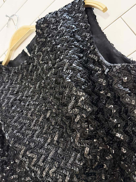 vintage 70s algo original sleeveless fitted sequin top