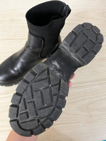 steve madden faux leather heeled chunky sole sock boot - good market thrift store