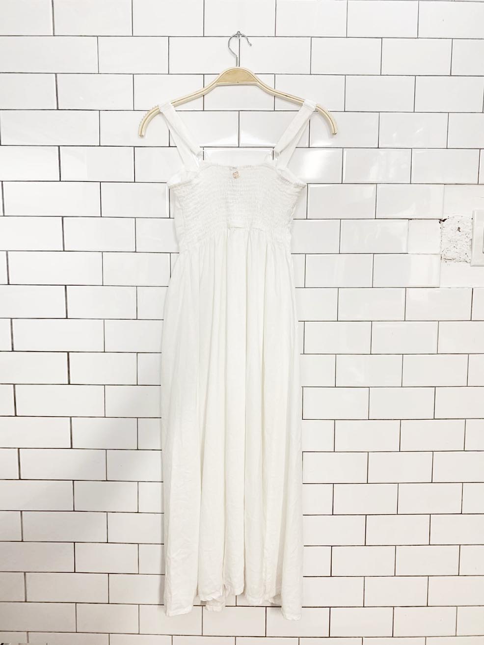 tourquise couture linen-blend full button midi dress | made in canada