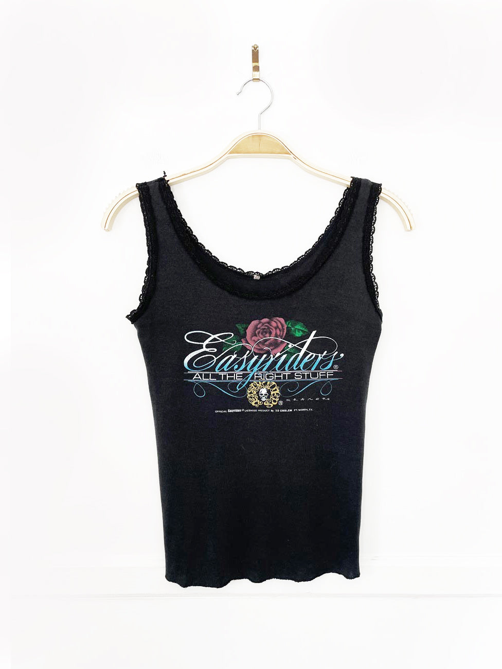 vintage 80s harley davidson easy riders lace trim tank top