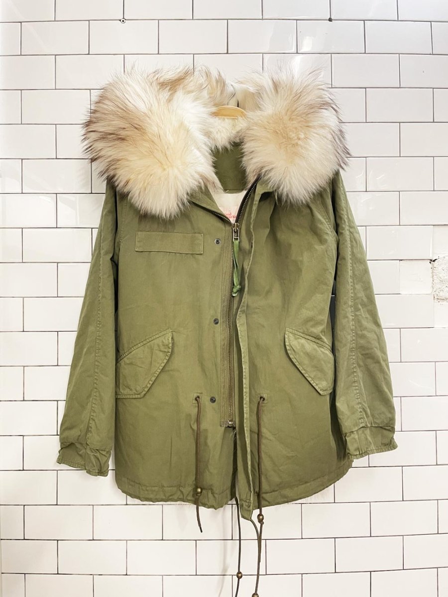mr & mrs italy coyote fur lined army parka - good market thrift store