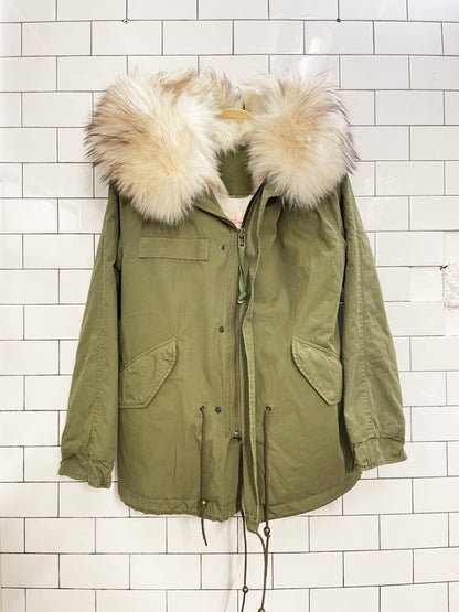 mr & mrs italy coyote fur lined army parka - good market thrift store