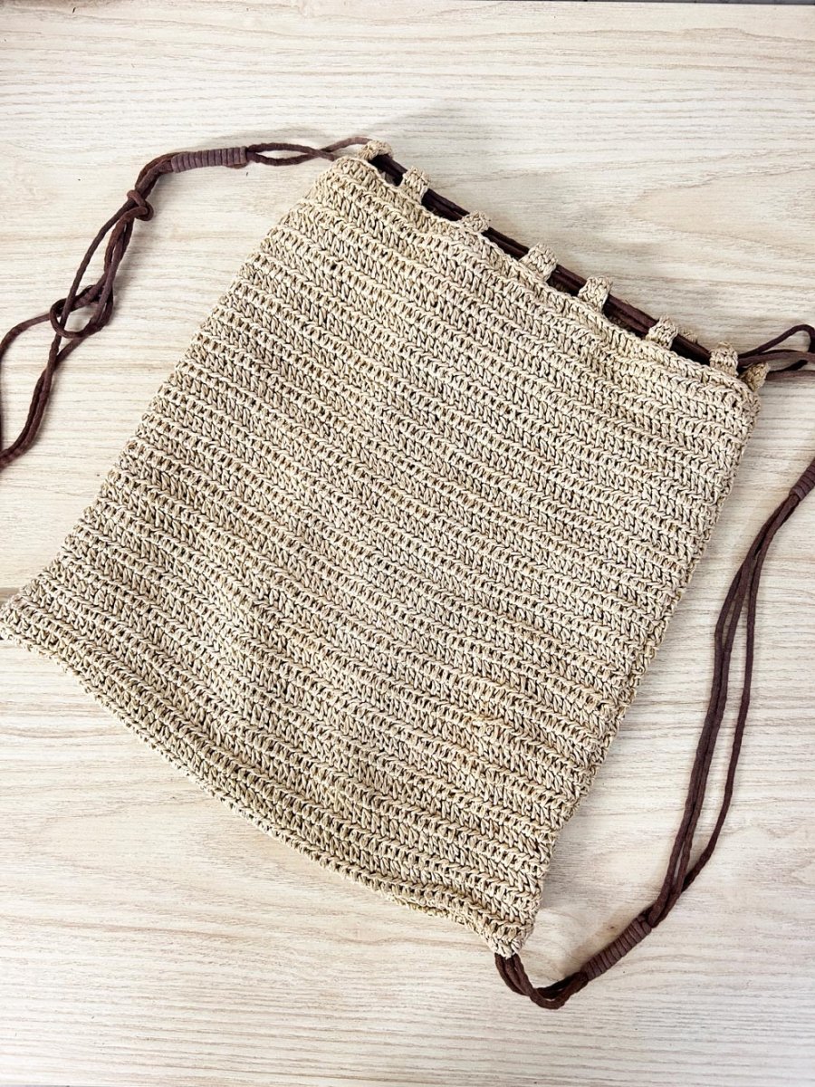 old navy straw drawstring backpack - good market thrift store