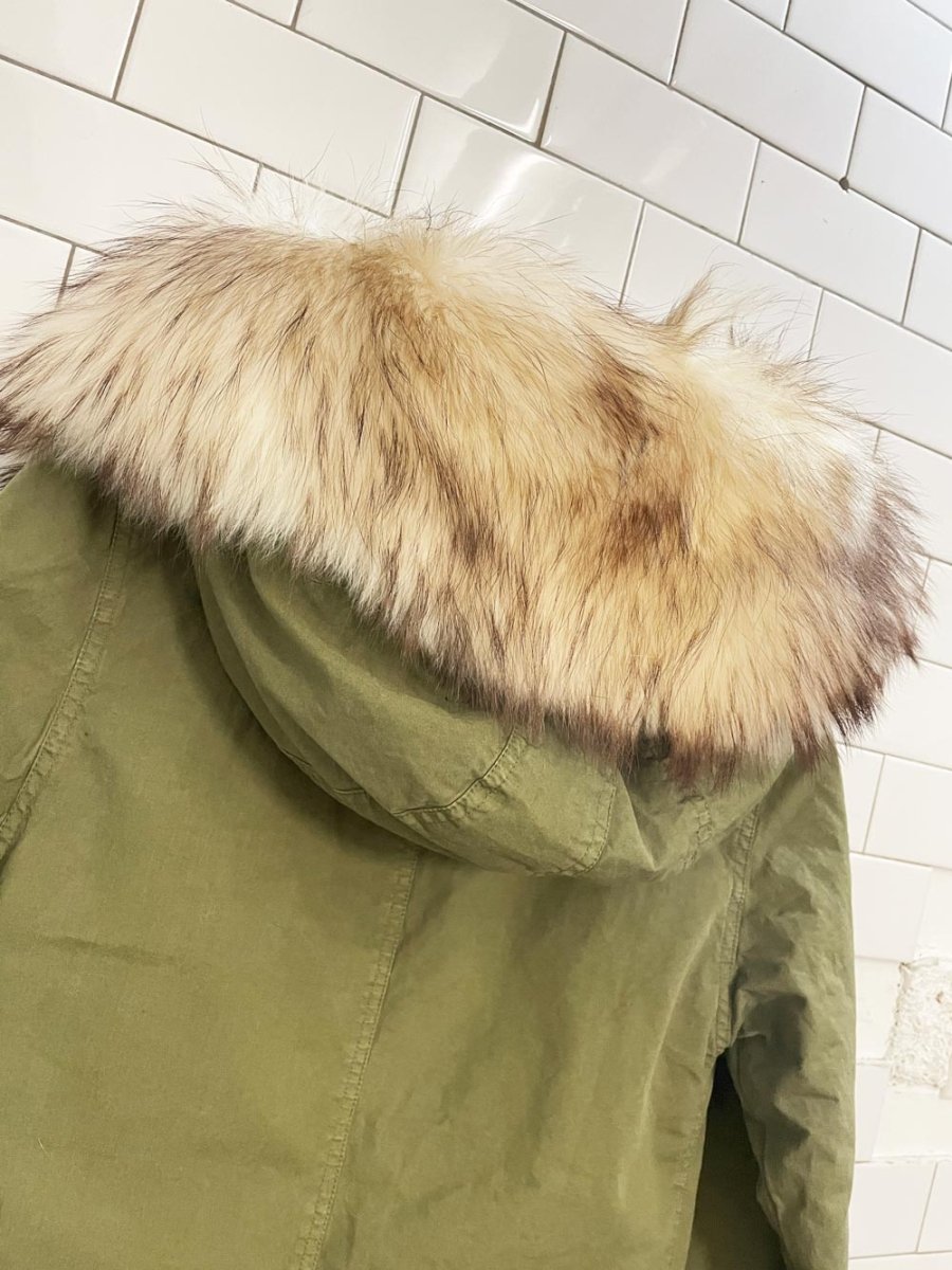 mr & mrs italy coyote fur lined army parka - good market thrift store