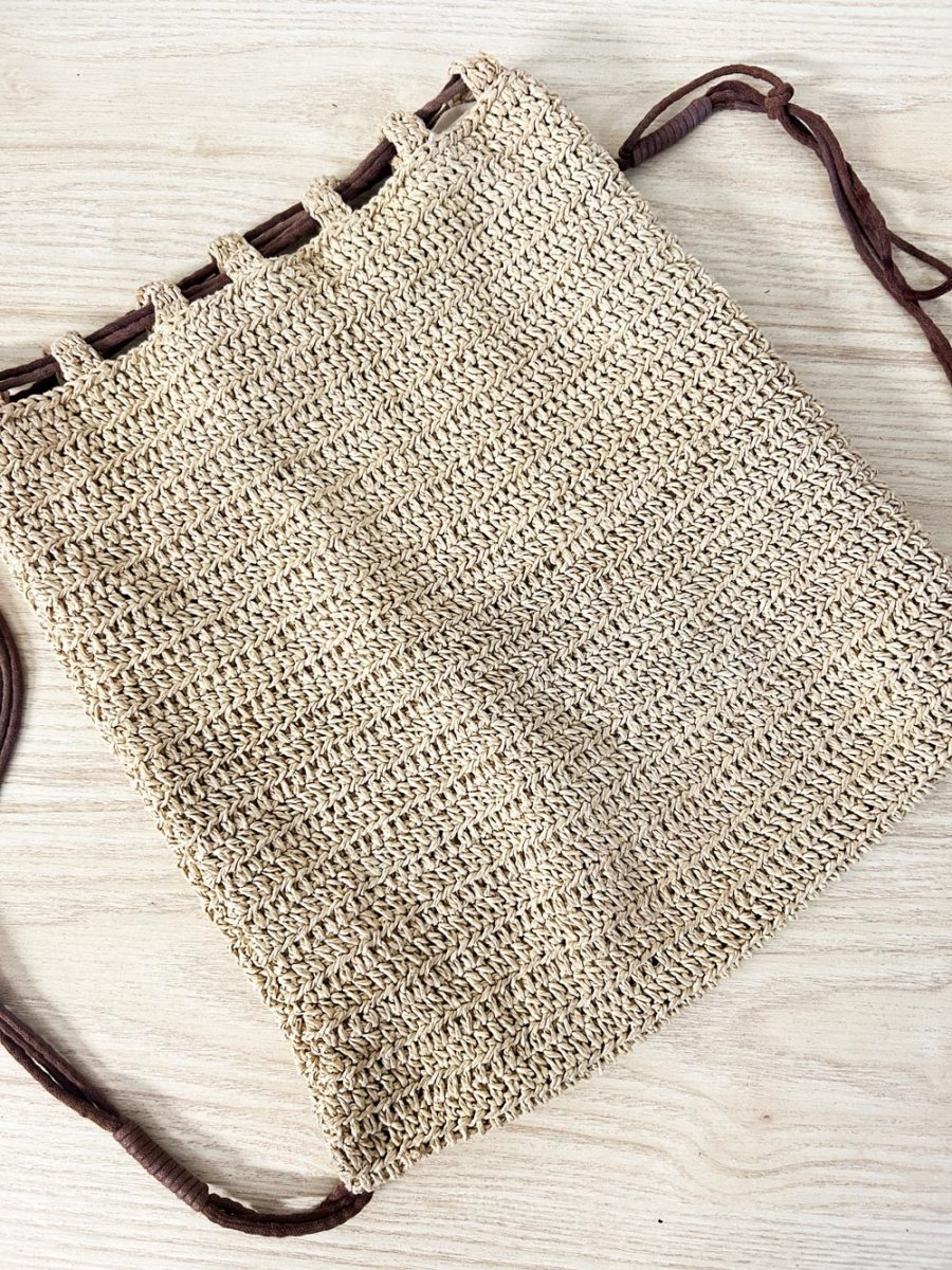 old navy straw drawstring backpack - good market thrift store