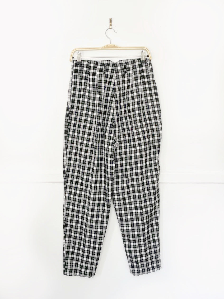 vintage 90s deb plaid high rise pleated pants