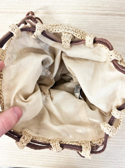 old navy straw drawstring backpack - good market thrift store