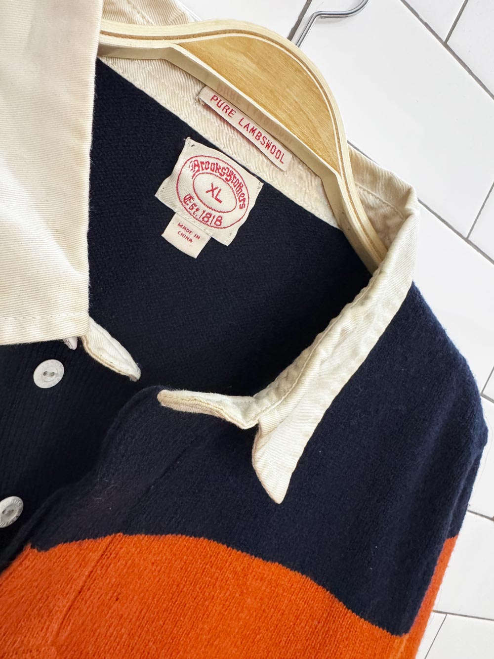 vintage brooks brothers 100% lambswool knit rugby sweater