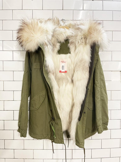 mr & mrs italy coyote fur lined army parka - good market thrift store