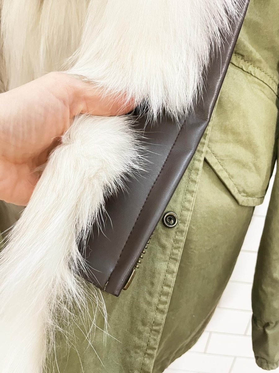 mr & mrs italy coyote fur lined army parka - good market thrift store