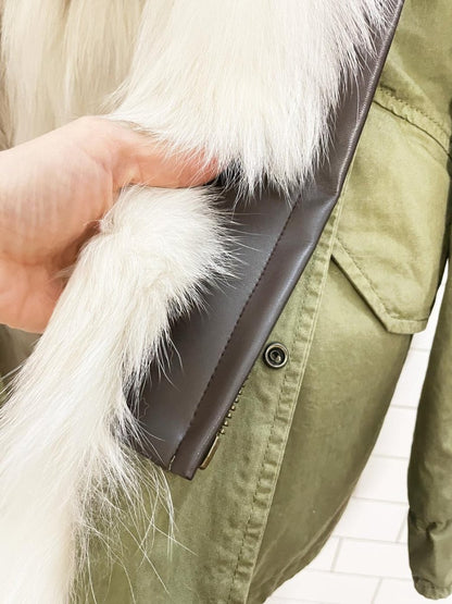 mr & mrs italy coyote fur lined army parka - good market thrift store