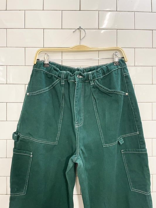 contrast stitch twill wide leg cargo pant - good market thrift store