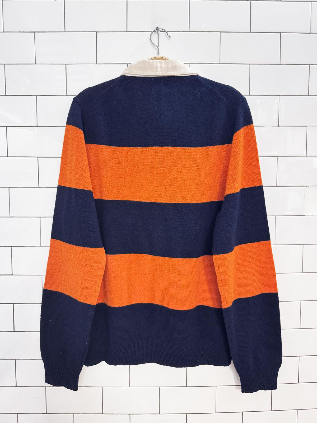 vintage brooks brothers 100% lambswool knit rugby sweater