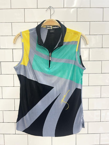 vintage jamie sadock ribbed satin sleeveless golf shirt - good market thrift store