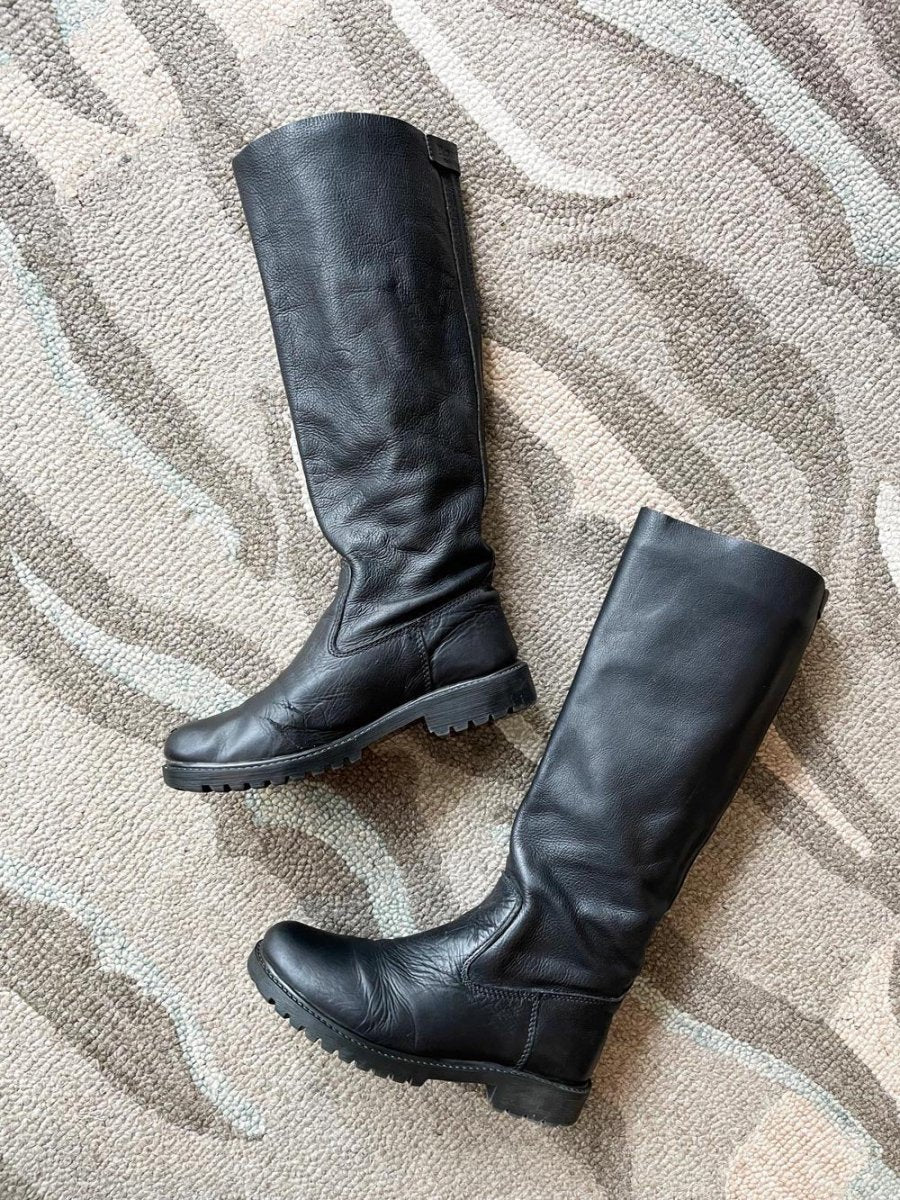 roots tribe black tall leather boots - good market thrift store