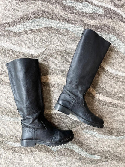 roots tribe black tall leather boots - good market thrift store