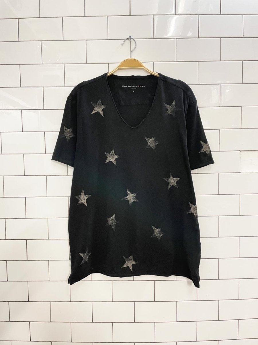 john varvatos star print v - neck tee - good market thrift store
