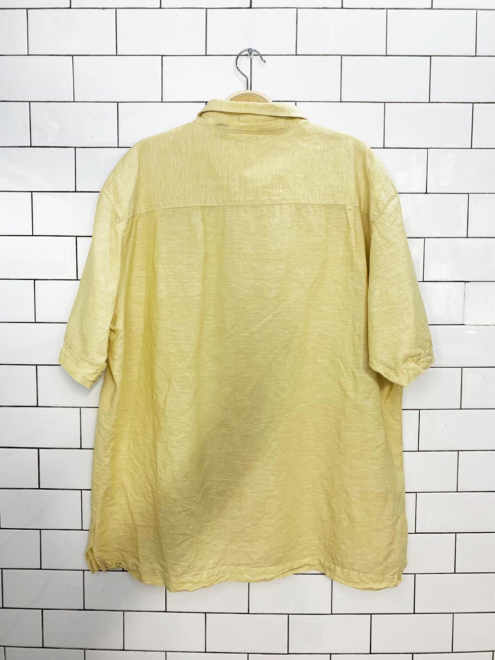 cubavera linen-blend embroidered full button cabana shirt