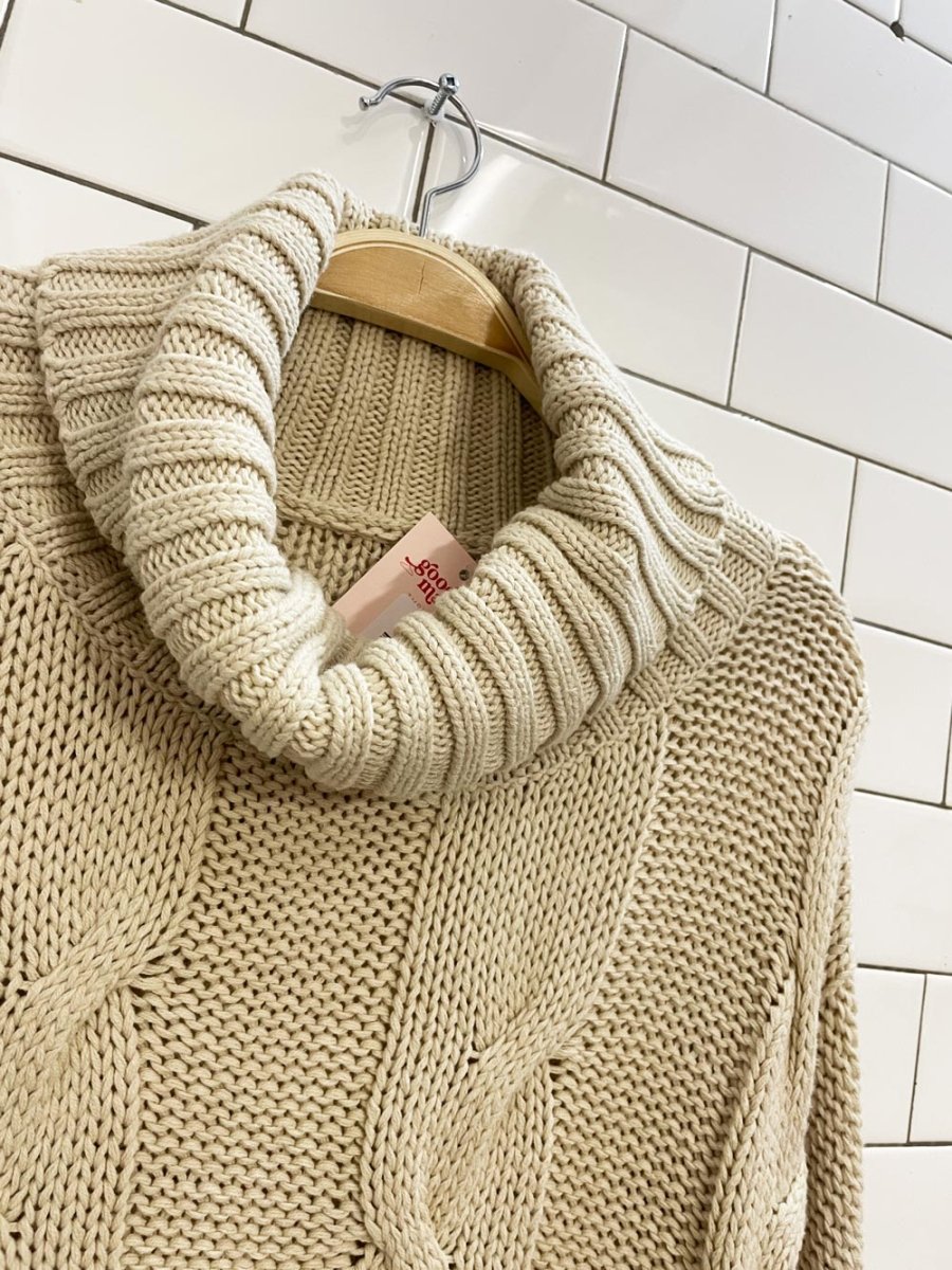 oversized slouchy cable knit turtleneck sweater - good market thrift store