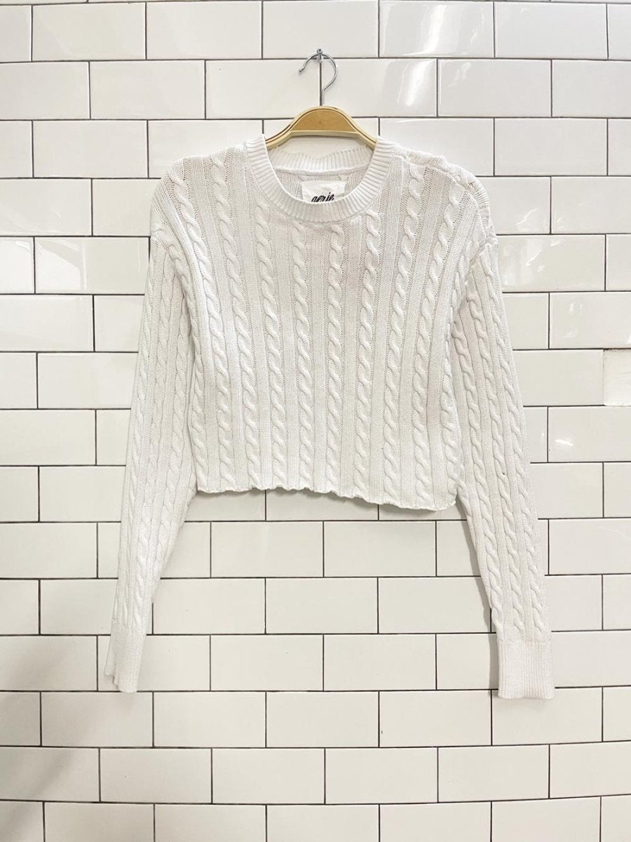 aerie cable knit cropped sweater - good market thrift store