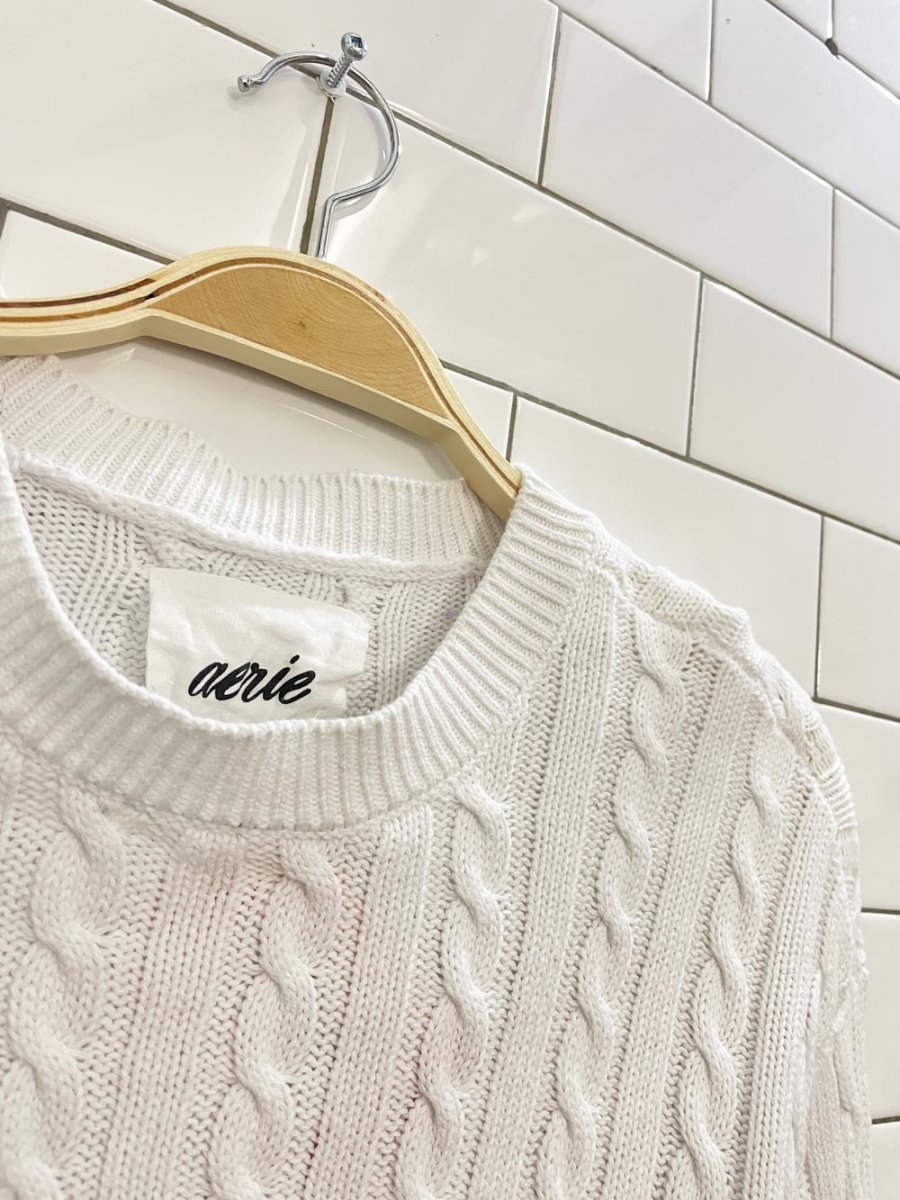 aerie cable knit cropped sweater - good market thrift store