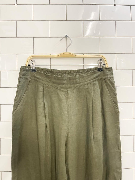 iyla linen - blend wide leg pleated trouser - good market thrift store