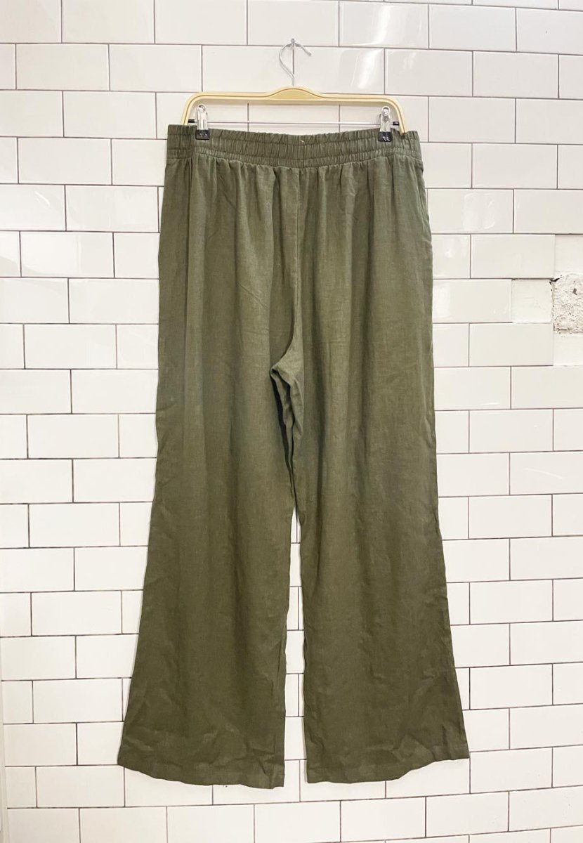 iyla linen - blend wide leg pleated trouser - good market thrift store