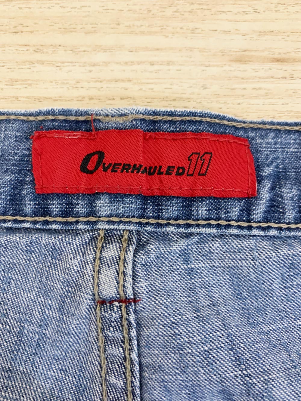 y2k bench 11 overhauled distressed long denim shorts