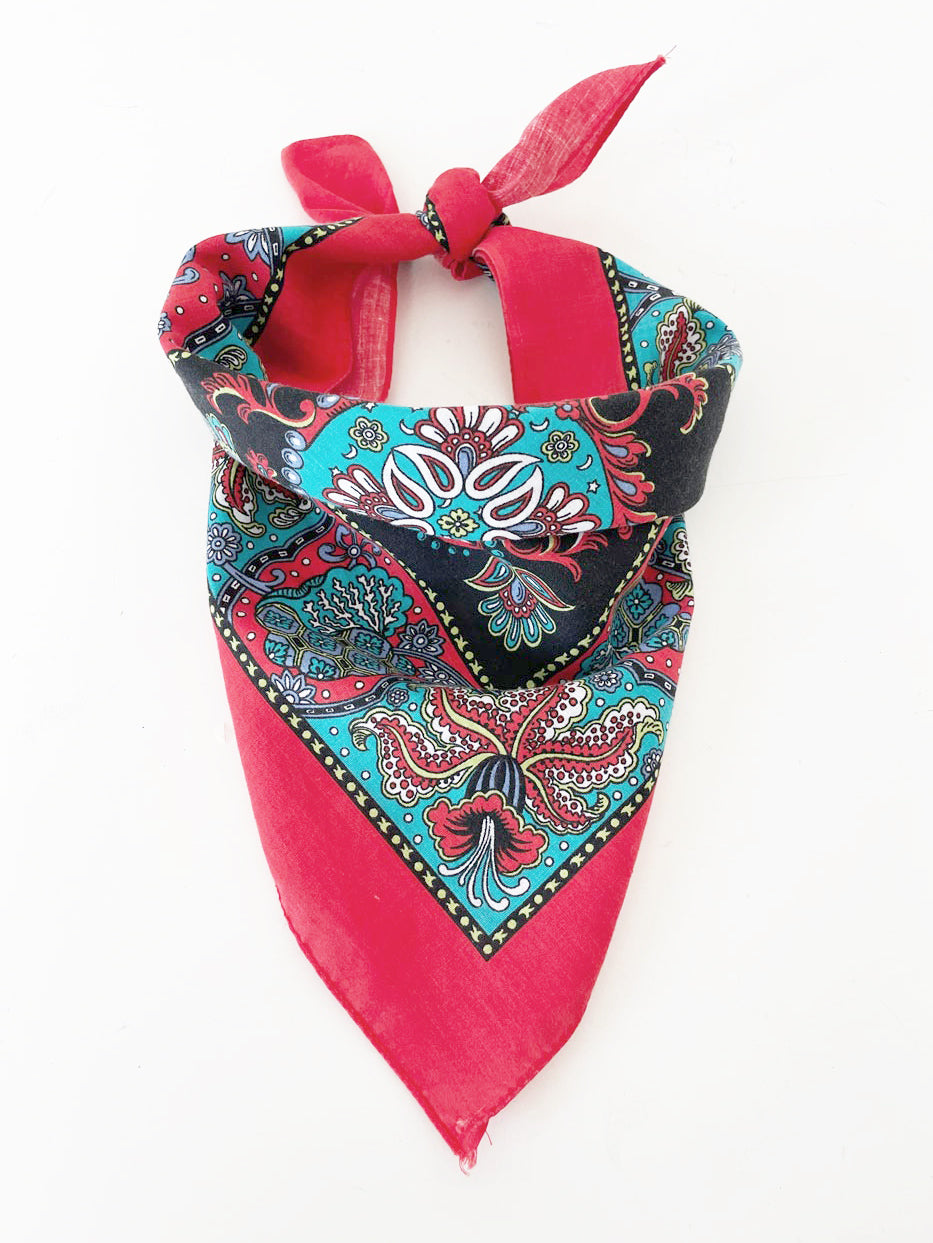 vintage paisley print square bandana | made in USA