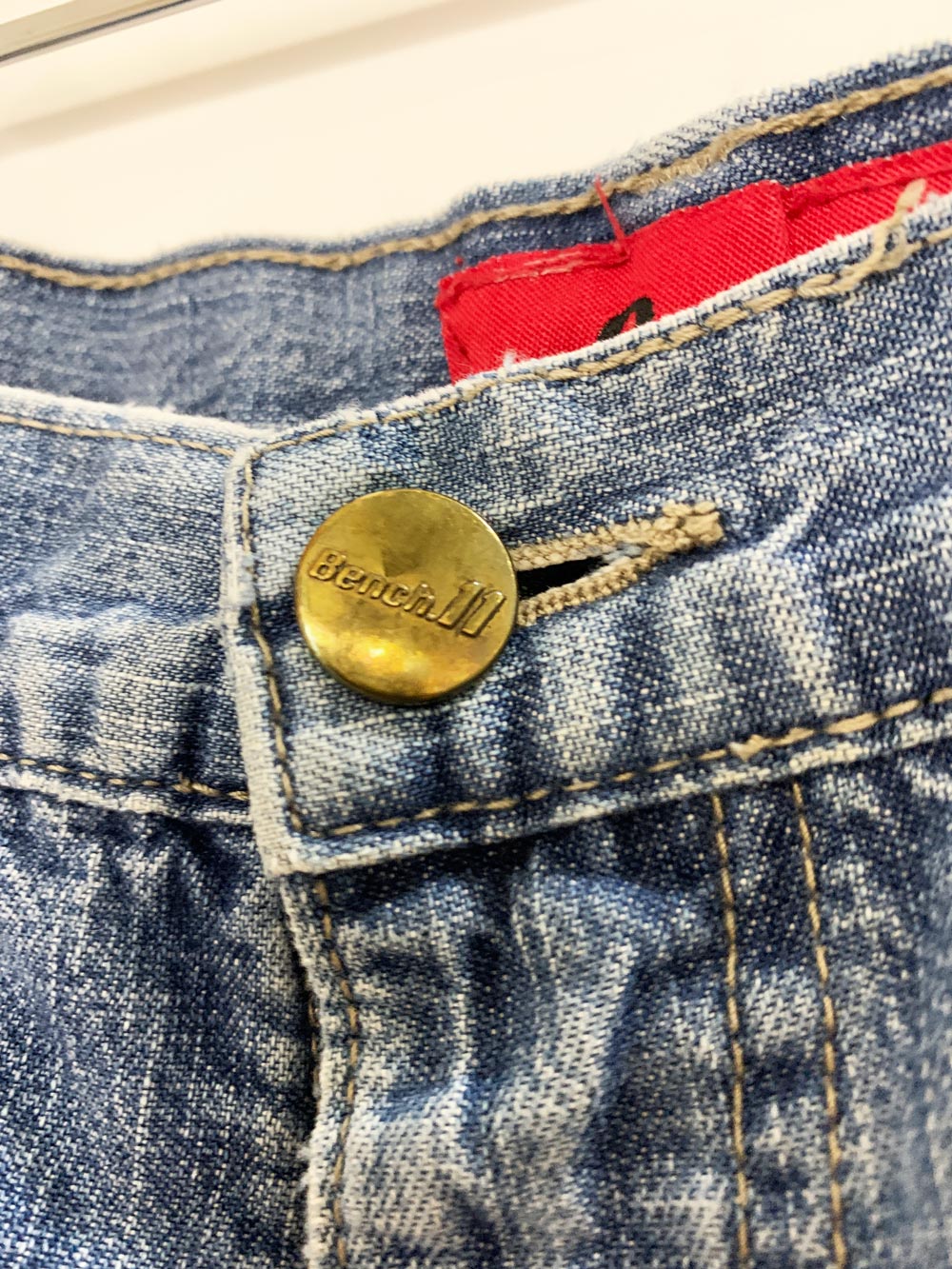 y2k bench 11 overhauled distressed long denim shorts
