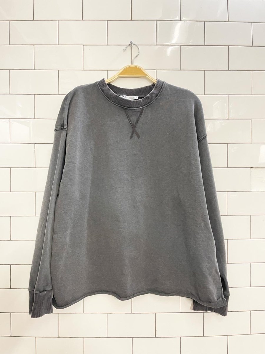 zara raw hem oversized sweatshirt - good market thrift store