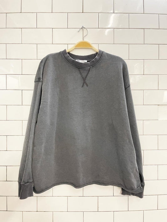 zara raw hem oversized sweatshirt - good market thrift store