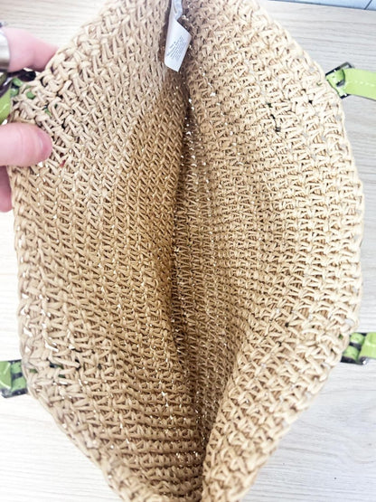 indigo straw leather strap tote bag - good market thrift store