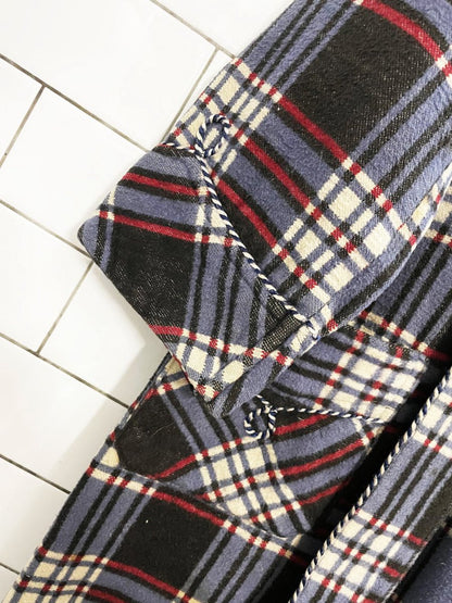 vintage 70s champion western braided trim plaid flannel housecoat jacket - good market thrift store